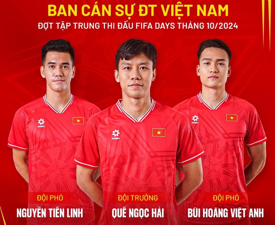 Danh sách Ban cán sự của ĐT Việt Nam ở lần tập trung tháng 10/2024 - Ảnh: VFF